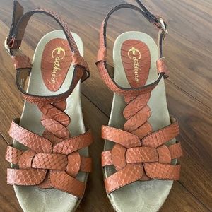 Earthies Corsica Leather Wedge Sandal Sz 7B